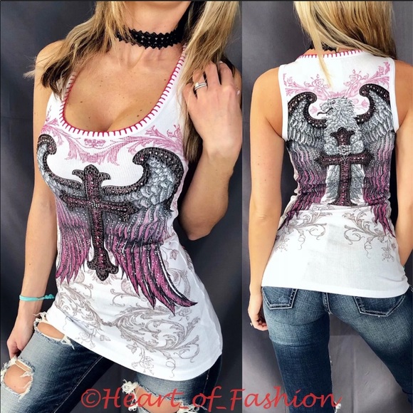 Vocal Ribbed Thermal Embellished Graphic Tank Top - Picture 1 of 9